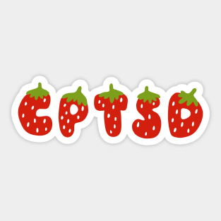 Strawberry CPTSD Lettering Sticker